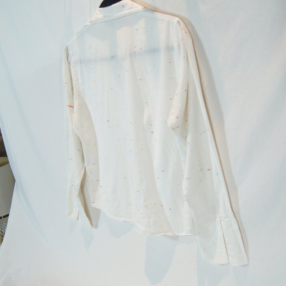 People Tree Women’s White Speckled Organic Cotton Button Up Shirt Size 14 - Picture 5 of 8